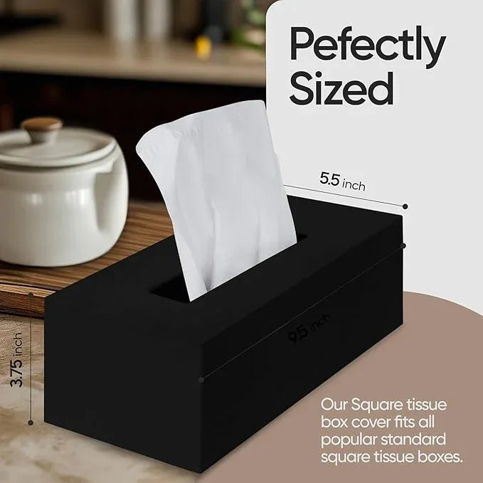 Rectangle Tissue Box Cover | Fits Standard Rectangle Tissue Boxes | Black Tissue Box Holder for Bathroom | Premium Acrylic Tissue Cover - ModernBath