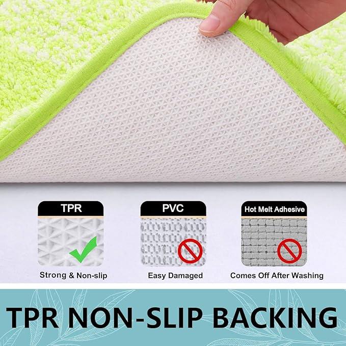 Arotive Microfiber Bathroom Rugs, Shaggy Soft and Absorbent Contour Toilet Rugs, Non-Slip, Thick Plush Machine Washable Dry Bath Mats for Toilet Base, 30x20, Light Green, Rectangular - ModernBath