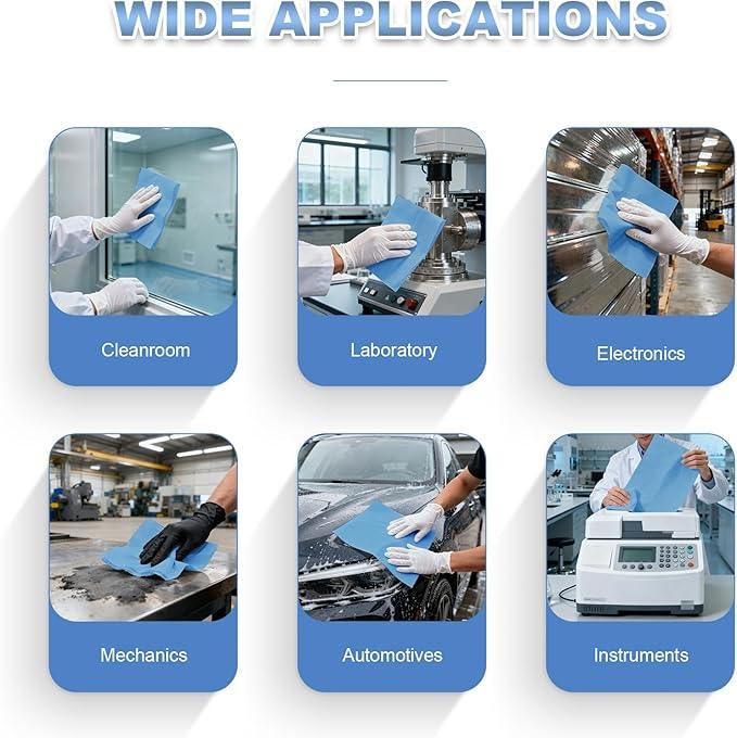 Synvicovan Multi-purpose Industrial Cleanroom Wipes, Lint-Free Jumbo Roll Cleaning Wipes, High Absorbency，12"x 10", Roll of 500 Sheets (Blue) - ModernBath