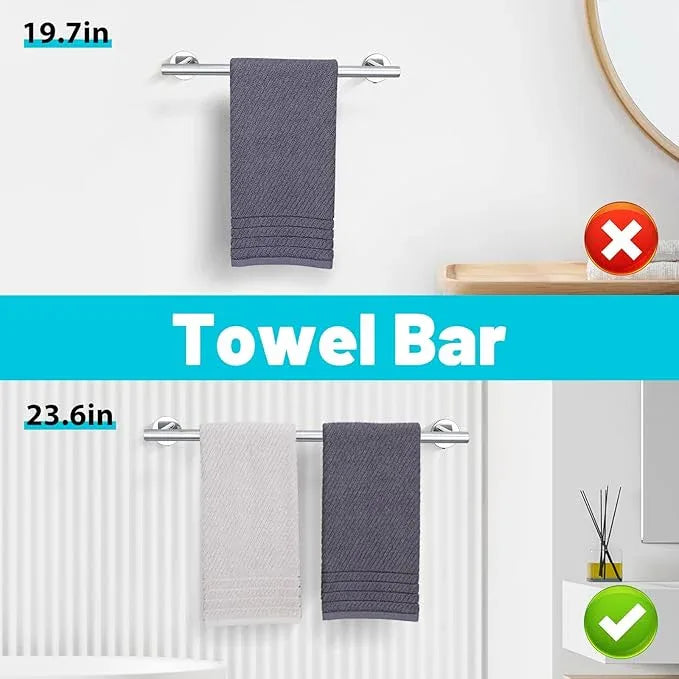 Chrome Bathroom Hardware Set, 4 Pieces Towel Bar Towel Holder Set Includes Towel Bar, Toilet Paper Holder,Towel Ring and Towel Hook Wall Mount Bathroom Accessories Towel Racks for Bathroom - ModernBath