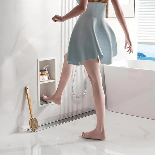 Qeke Shower Foot Rest for Shaving Legs, 304 Stainless Steel Footrest Niche with Shaving Holder, Recessed Shower Niche for Shaving Legs, Matte White, 5.9" X 12.3" - ModernBath