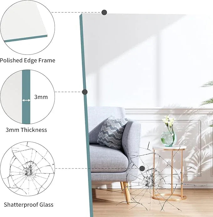 KOCUUY Frameless Mirror, 36"x48" Bathroom Mirror for Over Sink, Unframed Vanity Mirror, Large Rectangle Mirror for Bathroom, Bedroom, Living Room, Entryway, Upgraded Shatterproof - ModernBath
