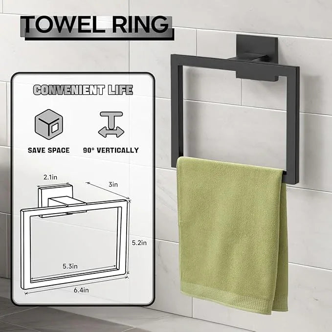 10-Piece Matte Black Bathroom Hardware Accessories Set Including 23.6 Inch Bath Towel Bar, Towel Rings, Bath Toilet Paper Holders, Robe Towel Hooks Set for Bathroom Stainless Steel Wall Mounted - ModernBath