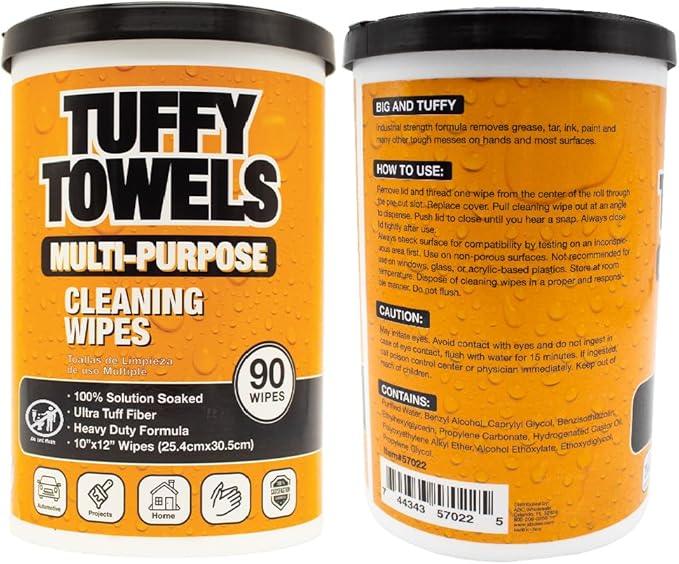 LAUCO Tuffy Scrub Cleaning Wipes – 90 Count (10" x 12") – Heavy Duty & Multi-Purpose Hand and Surface Towels for Industrial, Shop, Auto & Home Use (2 Pack, Multi-Purpose) - ModernBath
