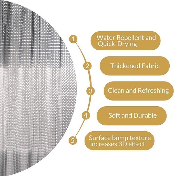 NTBAY EVA Semi-Transparent Clear Shower Curtain with Gray and White Gradient, Water-Repellent Liner with 3 Magnets for Bathroom, 72x72 Inches - ModernBath