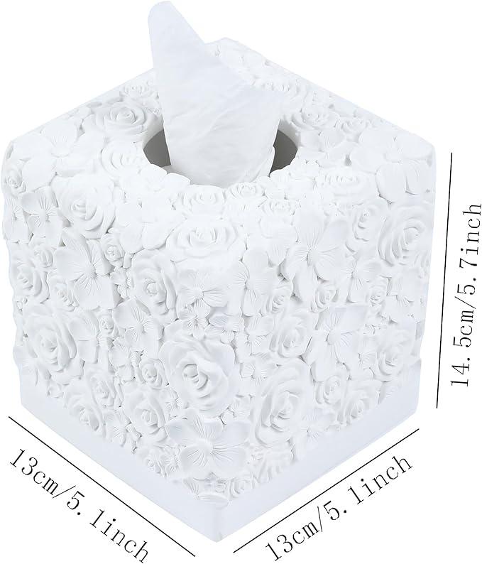 Hymmah Modern Square Tissue Box Cover Holder,Bathroom Accessories Decor Unique Design Tissue Box Cover for Bathroom Vanity Counter Tops Also Great for Bedrooms and Living Rooms - ModernBath