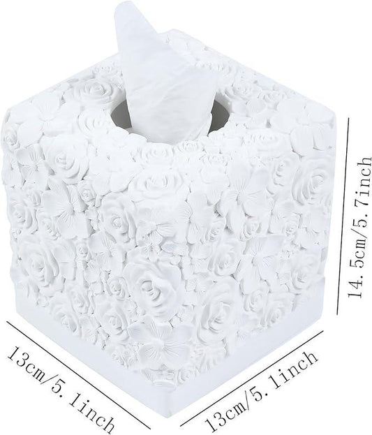 Hymmah Modern Square Tissue Box Cover Holder,Bathroom Accessories Decor Unique Design Tissue Box Cover for Bathroom Vanity Counter Tops Also Great for Bedrooms and Living Rooms - ModernBath