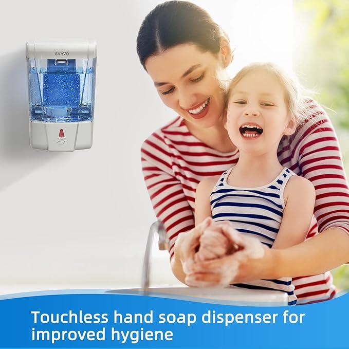 SVAVO Automatic Hand Soap Dispenser, 21 fl.oz/600ml Touchless Soap Dispenser Wall Mounted, Touch-Free Liquid soap Dispenser Sensor Soap Dispenser for Kitchen Hotel Restaurant Bathroom - ModernBath