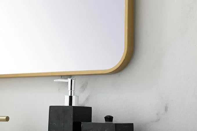 ARS Concepts Aura, Soft Corner Metal Rectangular Mirror 30X36 Inch in, Modern, Brass - ModernBath