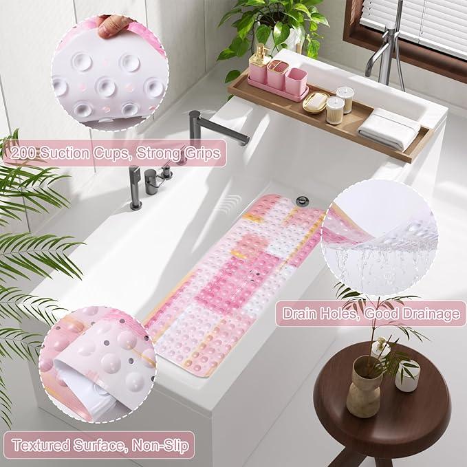 XLHOMO Bathroom Accessories Set - 26PCS Pink Bathroom Set, Bathroom Accessory Set with Shower Curtain and Rugs and Bathtub Mats for Home - ModernBath