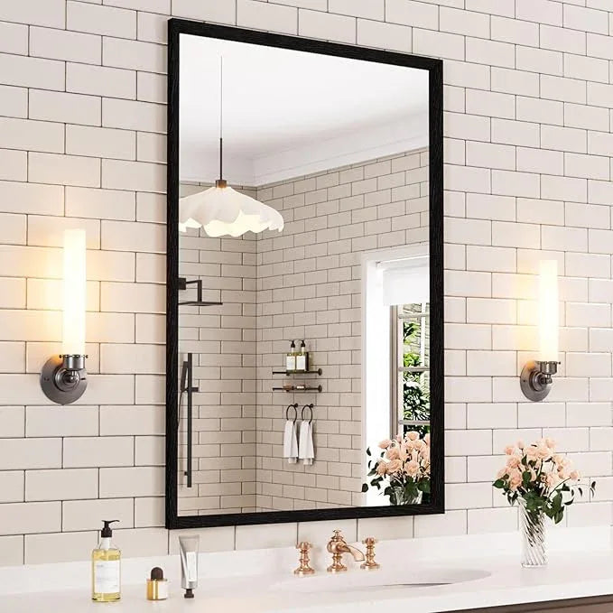 WEER 24X36 Inch Black Bathroom Mirror, Matte Black Framed Mirror, Rectangular Wall Mirror, Vanity Mirror for Bathroom, Anti-Rust, Tempered Glass, Hangs Horizontally or Vertically - ModernBath