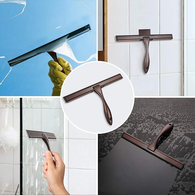 Hiware All-Purpose Shower Squeegee for Shower Doors, Bathroom, Window and Car Glass - Bronze, Stainless Steel, 14 Inches - ModernBath