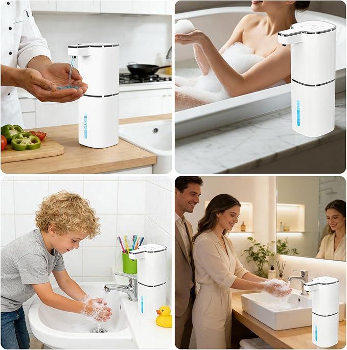 Automatic Liquid Soap Dispenser, Touchless Hand Soap Dispenser, USB Rechargeable, 4 Adjustable Levels, 14.2 oz (420 ml) Large Capacity, for Bathroom, Kitchen & School (White, Liquid) - ModernBath