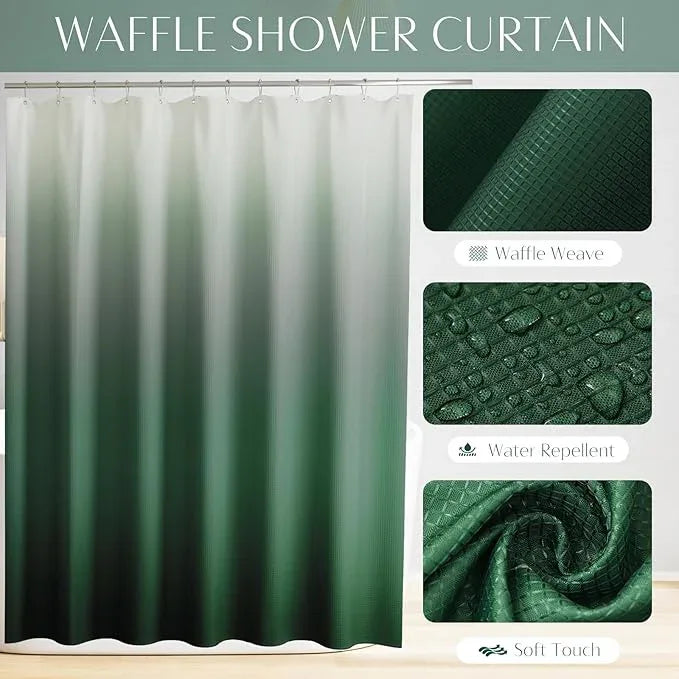 WSBArt 32PCS Bathroom Accessories Set Bathroom Set,Hunter Green Shower Curtain Set,Bath Towel Set,Hand Towel,Toilet Brush,Trash Can & 3PCS Soap Dispenser - ModernBath