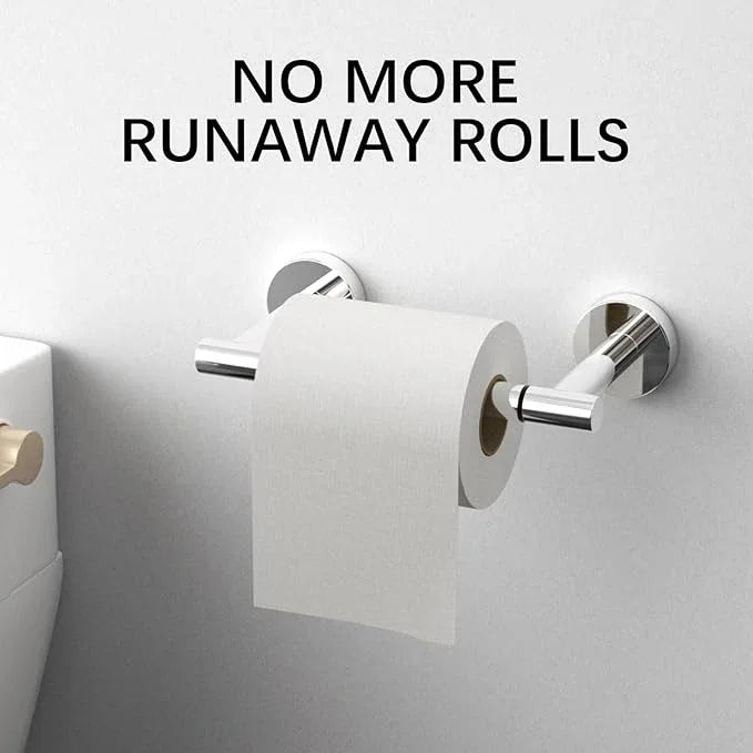 BWE Chrome Toilet Paper Holder Wall Mounted Double Post Pivoting Toilet Tissue Holders SUS 304 Stainless Steel Toilet Roll Holder for Bathroom Kitchen and RV Washroom - ModernBath