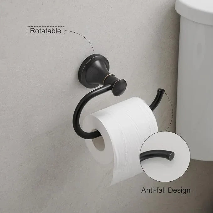 Hoimpro Oil Rubbed Bronze Towel Ring Toilet Paper Holder, Double Bathroom Hardware Set Fixtures Toilet Roll Tissue Holder, Hand Towel Bar Towel Rack Rv Accessories, Sus304 Stainless Steel, Wall Mount - ModernBath
