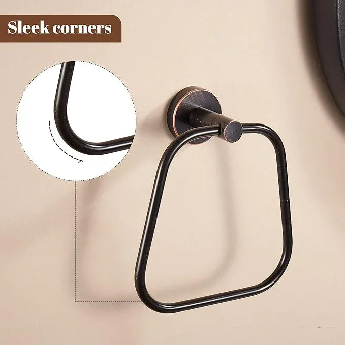 Bronze Hand Towel Holder, Bathroom Towel Ring Oil Rubbed, Bath Hand Towel Hangers Wall Mounted Farmhouse Rustic ORB Stainless Steel Trapezoid - ModernBath