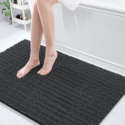 Arotive Luxury Chenille Bathroom Rug Mat, Extra Soft Thick Absorbent Shaggy Bath Rugs, Non-Slip Machine Wash Dry, Plush Bath Mats for Bathroom, Shower and Tub, 50x30, Dark Grey - ModernBath