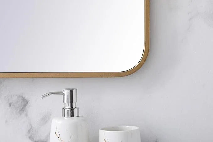 ARS Concepts Aura, Soft Corner Metal Rectangular Mirror 36X40 Inch in, Modern, Brass - ModernBath