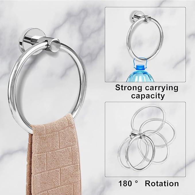 Cilee 8 Piece Polished Chrome Bathroom Hardware Set, 24inch Bathroom Towel bar+Towel Ring+Toilet Paper Holder+ Robe Towel Hook, SUS304 Stainless Steel Bathroom Accessory Set - ModernBath