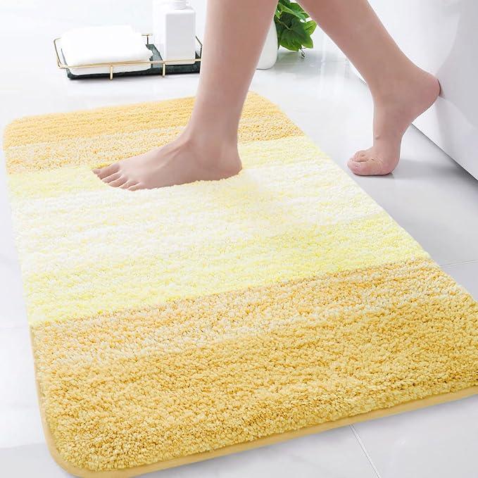 Arotive Microfiber Bathroom Rugs, Shaggy Soft and Absorbent Bath Rug, Non-Slip, Thick Plush Machine Washable Dry Bath Mats for Bathroom, Tub and Shower, 30x20, Light Yellow, Rectangular - ModernBath