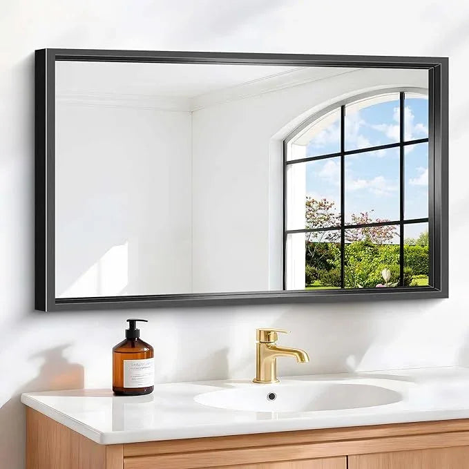 CIVENO Bathroom Mirror, 40x24 Inch Brushed Black Rectangle Mirror, 0.6" Thickened Deep Metal Framed Vanity Mirrors for Bathroom Sink, Shatterproof Tempered Glass, Antirust, Horizontally or Vertically - ModernBath
