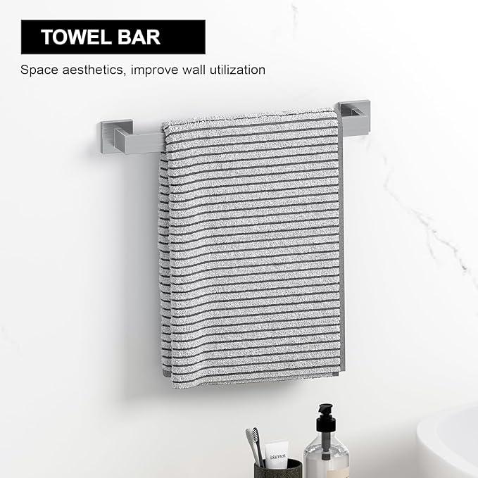 Bathroom Hardware Set Brushed Nickel 10-Pieces Bathroom Towel Rack SUS304 Stainless Steel Bath Towel Bar Set, Towel Racks Wall Mounted. - ModernBath