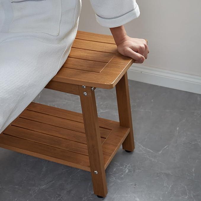 KaimuBench Large HDPS Shower Bench Seat, Waterproof Shower Stool for Inside, Bath Chair Seat for Shaving Legs, Spa Foot Rest with Adjustable Feet, No Maintenance, Indoor/Outdoor Use, Brown - ModernBath