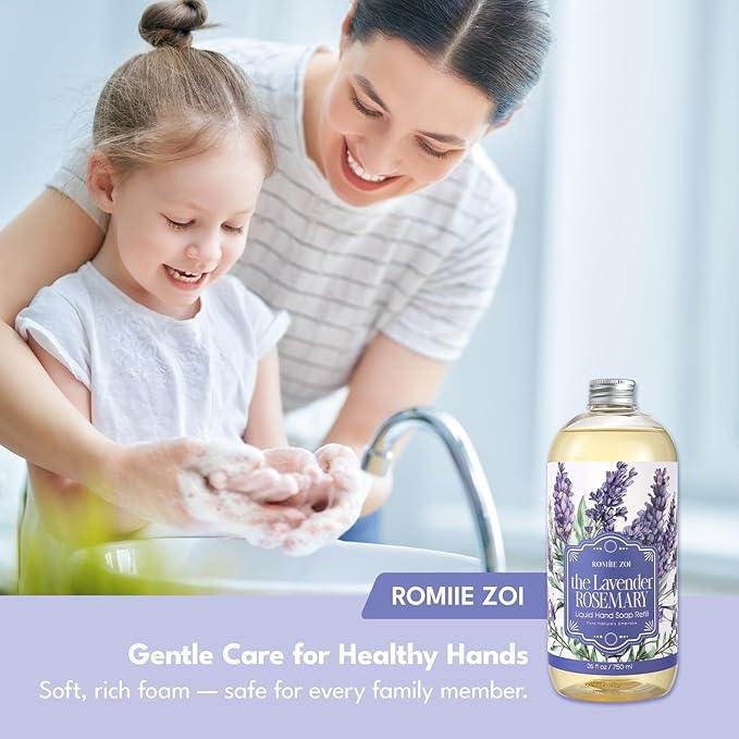 ROMIIE ZOI Liquid Hand Soap Refill Gift Set-3 Pack, Cruelty-Free and Biodegradable Formula, Moisturizing Hand Wash with Essential Oil for Sensitive Skin,Lavender Rosemary Scent,(26 Fl Oz x 3) - ModernBath