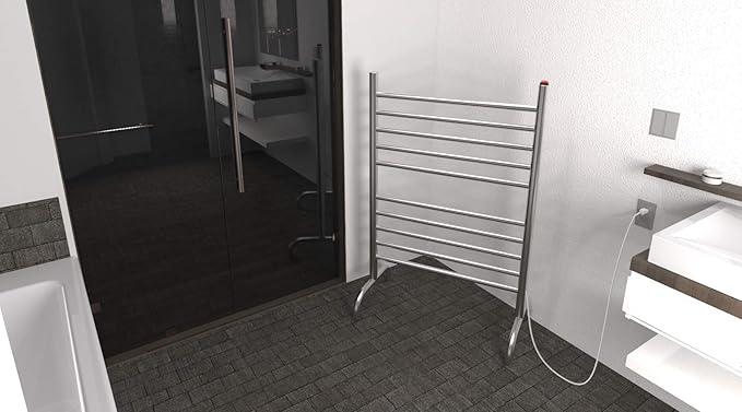 Amba Jeeves FSP Model F-Straight 7-Bar Hardwired Towel Warmer in Polished - ModernBath