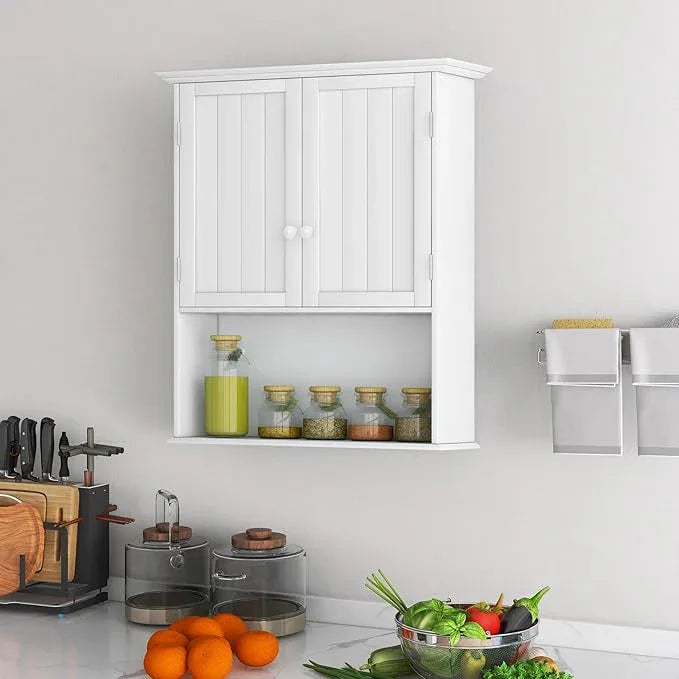 Giantex Bathroom Wall Cabinet, Wall Mounted Bathroom Cabinet with Adjustable Shelf, 2-Door, Over Toilet Storage Cabinet, Medicine Cabinets for Bathroom, Kitchen, Laundry Room, Cupboard (White) - ModernBath