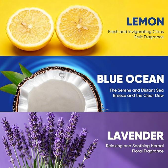 HHXI 60Ct Aromative Toilet Brush Refills, Toilet Bowl Cleaner Refills, Double-Layer Cleaning Pads Added, Compatible with Most Toilet Brushes，Lemon, Blue Ocean, Lavender（Patented） - ModernBath