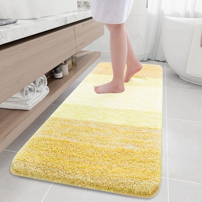 Arotive Microfiber Bathroom Rugs, Shaggy Soft and Absorbent Bath Rug, Non-Slip, Thick Plush Machine Washable Dry Bath Mats for Bathroom, Tub and Shower, 70x24, Light Yellow, Rectangular - ModernBath
