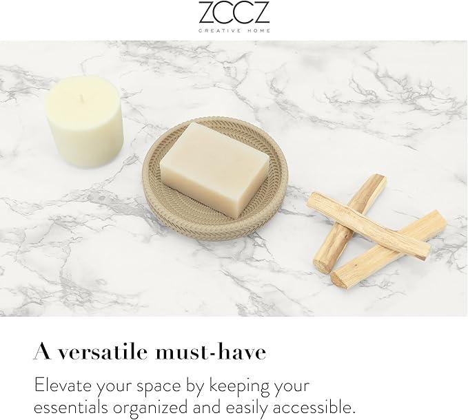 ZCCZ Beige Bathroom Accessories Set 4 Pcs - Toothbrush Holder, Soap Dispenser, Vanity Tray, Tumbler - Countertop Organizer for Bathroom Decor - Stylish and Functional Accessory Set for Home - ModernBath