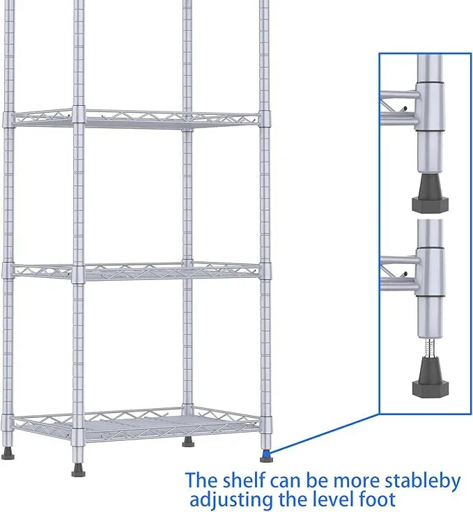 REGILLER 6 Wire Shelving Steel Storage Rack Adjustable Unit Shelves for Laundry Bathroom Kitchen Pantry Closet(Silver, 11.7" D x 16.8" W x 63" H) - ModernBath