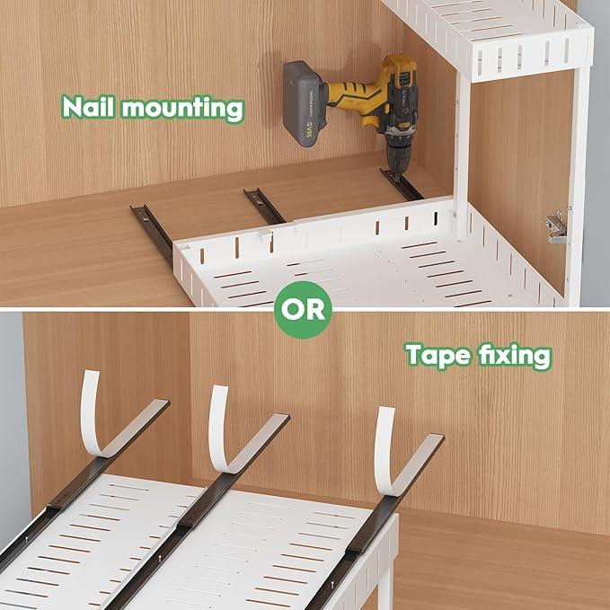 REALINN Under Sink Organizer, 2 Tier Expandable Under Cabinet Organizer, Heights Adjustable Pull Out Storage for Kitchen Bathroom Laundry, White, 2 Pack - ModernBath