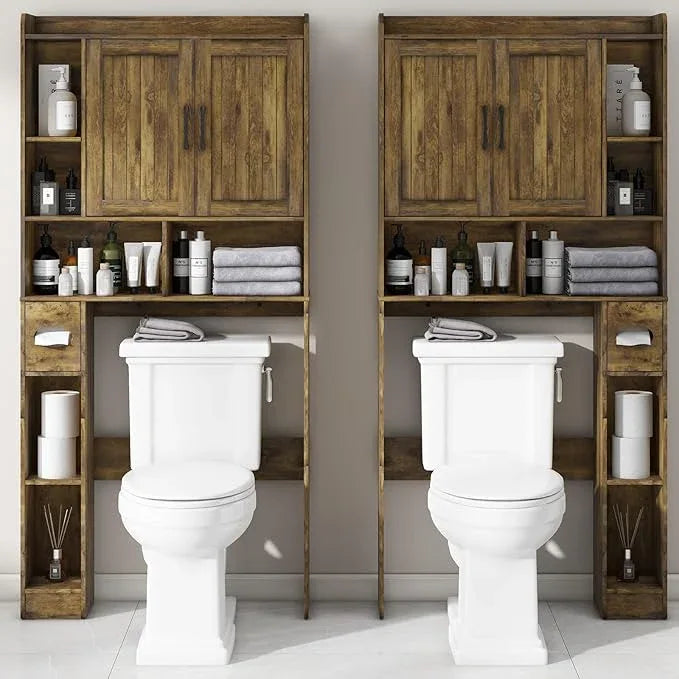 Vabches Over The Toilet Storage Cabinet, Farmhouse Storage Cabinet Over Toilet with Barn Door，Home Space-Saving Toilet Rack for Bathroom, Restroom and Laundry - ModernBath