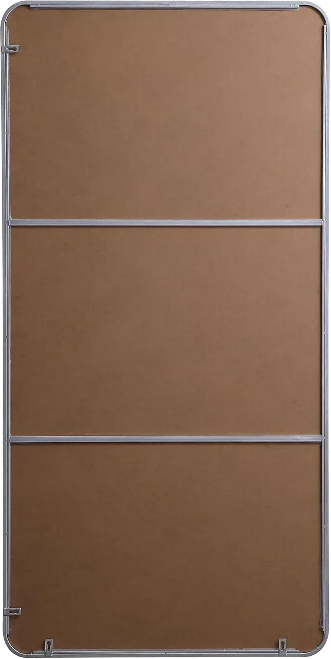 ARS Concepts Aura, Soft Corner Metal Rectangular Mirror 30X60 Inch in, Modern, Silver - ModernBath