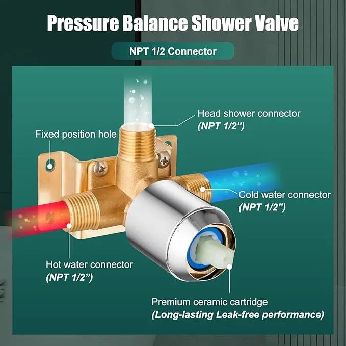 Heyalan 8 Inch Shower Head and Handle Set Square Shower Faucet Set Bathroom Rainfall Shower Faucet Set Stainless Steel Showerhead Single Function Shower Trim Kit,Male Thread Valve,Polished Chrome - ModernBath