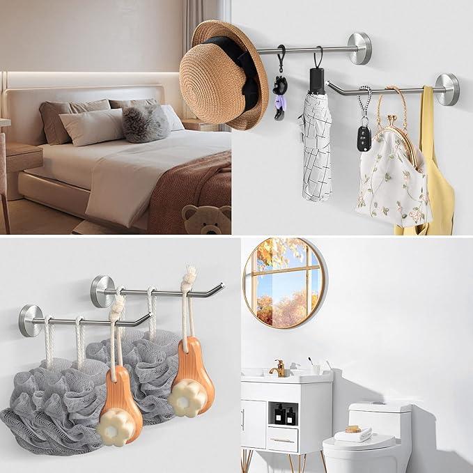 NearMoon Coat Hooks, Wall Mount Hooks for Hanging Hat Hurse Robe, 304 Stainless Steel Heavy Duty Towel Hangers for Bathroom Livingroom Hotel Kitchen Garage, 6 Pack (8 Inch, Brushed Nickel) - ModernBath