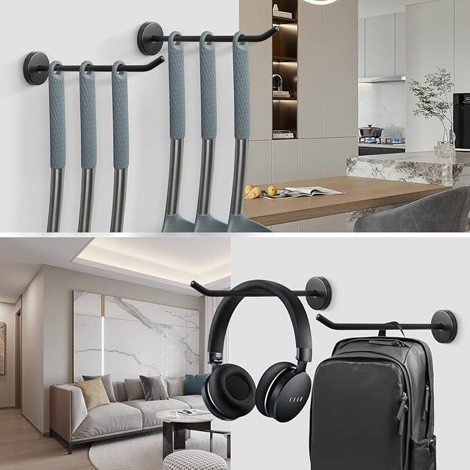 NearMoon Coat Hooks, Wall Mount Hooks for Hanging Hat Hurse Robe, 304 Stainless Steel Heavy Duty Towel Hangers for Bathroom Livingroom Hotel Kitchen Garage, 6 Pack (6 Inch, Matte Black) - ModernBath