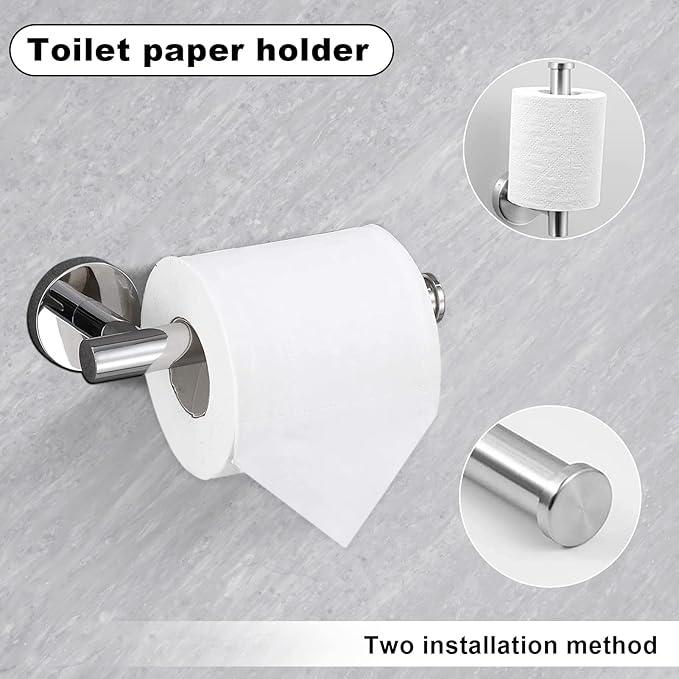 10Pcs Bath Tower Set, Includes 23.6 inch & 16 inch Towel Bars, Hooks, Rings & Toilet Paper Holder - Brushed Nickel - ModernBath