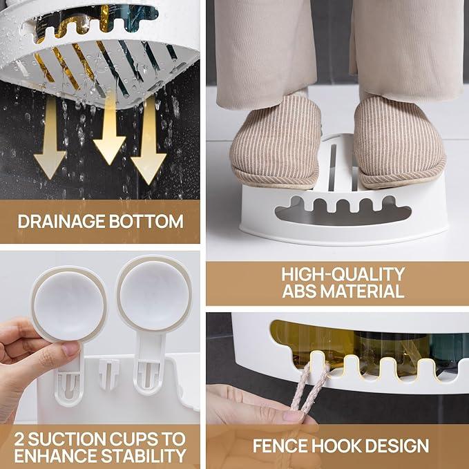 LEVERLOC Corner Shower Caddy Suction Cup, shower shelves suction cup, 2 Pack Basket Powerful Bathroom, Waterproof & Oil-proof Organizer for Kitchen, No-Drilling Removable - ModernBath