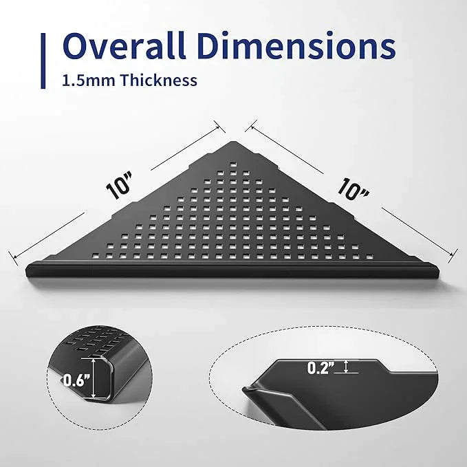 Corner Shower Shelf 2 Pack, 304 Stainless Steel Shelf for Bathroom, 10'' Grout in Shelves Rack for Tiled Wall, No Drilling Needed (10'', Black) - ModernBath
