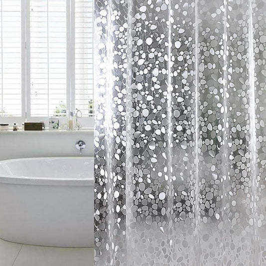 WELTRXE Shower Curtain Liner Waterproof, 8G Thick EVA, Heavy Duty Shower Liner with Magnets, 3D Pebble Bath Curtain for Stall, Bathtubs Bathroom, 72 x 72, 12 Hooks - ModernBath