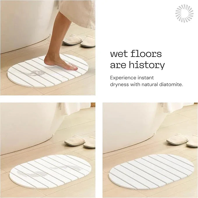 Foldable Stone Bath Mat Large - 24’’ x 15’’ Natural Diatomaceous Earth Bath Mat Stone Absorbing - Fast Drying Stone Mat Bathroom - Large Bath Stone Mat for Bathroom Floor - Milk Color - ModernBath
