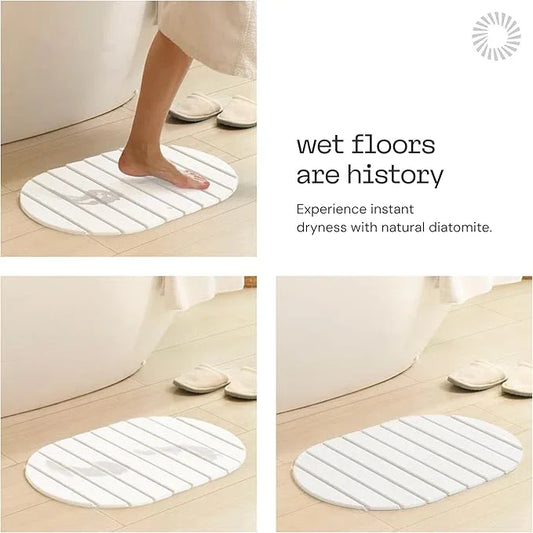 Foldable Stone Bath Mat Large - 24’’ x 15’’ Natural Diatomaceous Earth Bath Mat Stone Absorbing - Fast Drying Stone Mat Bathroom - Large Bath Stone Mat for Bathroom Floor - Milk Color - ModernBath