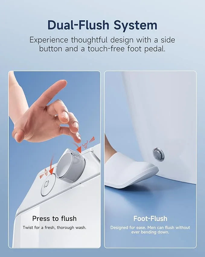 HOROW HR-T30 Non-Electric Bidet Toilet, Tankless Toilet with ADA Chair Height, 1.0GPF and Powerful Flush, Skirted One Piece Toilet for Bathroom, 12" Rough in - ModernBath