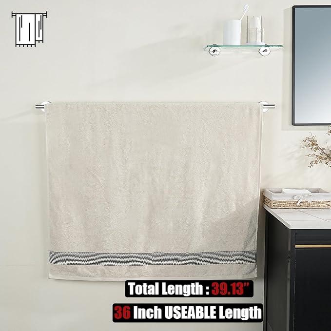 JQK Bath Towel Bar Chrome, 36 Inch 304 Stainless Steel Thicken 1mm Single Towel Rack for Bathroom, Towel Holder (Polished Chrome) Wall Mount, 39 in Total Length, TB110L36-CH - ModernBath