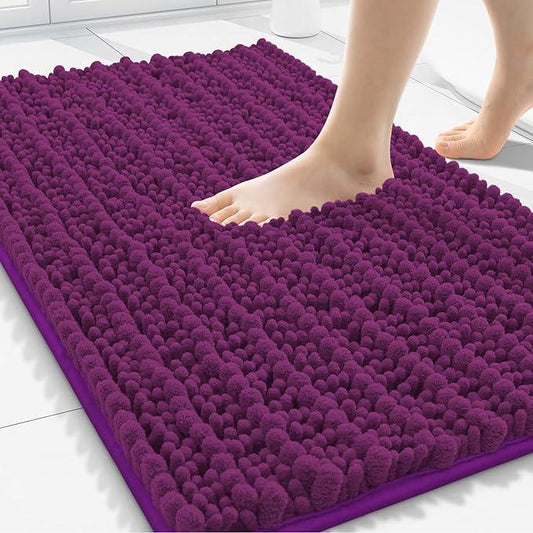 Smiry Bathroom Rugs Mat 30x20, Extra Soft Absorbent Chenille Bath Rugs, Non Slip Rubber Backing Machine Washable Quick Dry Bath Mats for Bathroom Floor, Tub, Shower, Home Decor Accessories, Violet - ModernBath